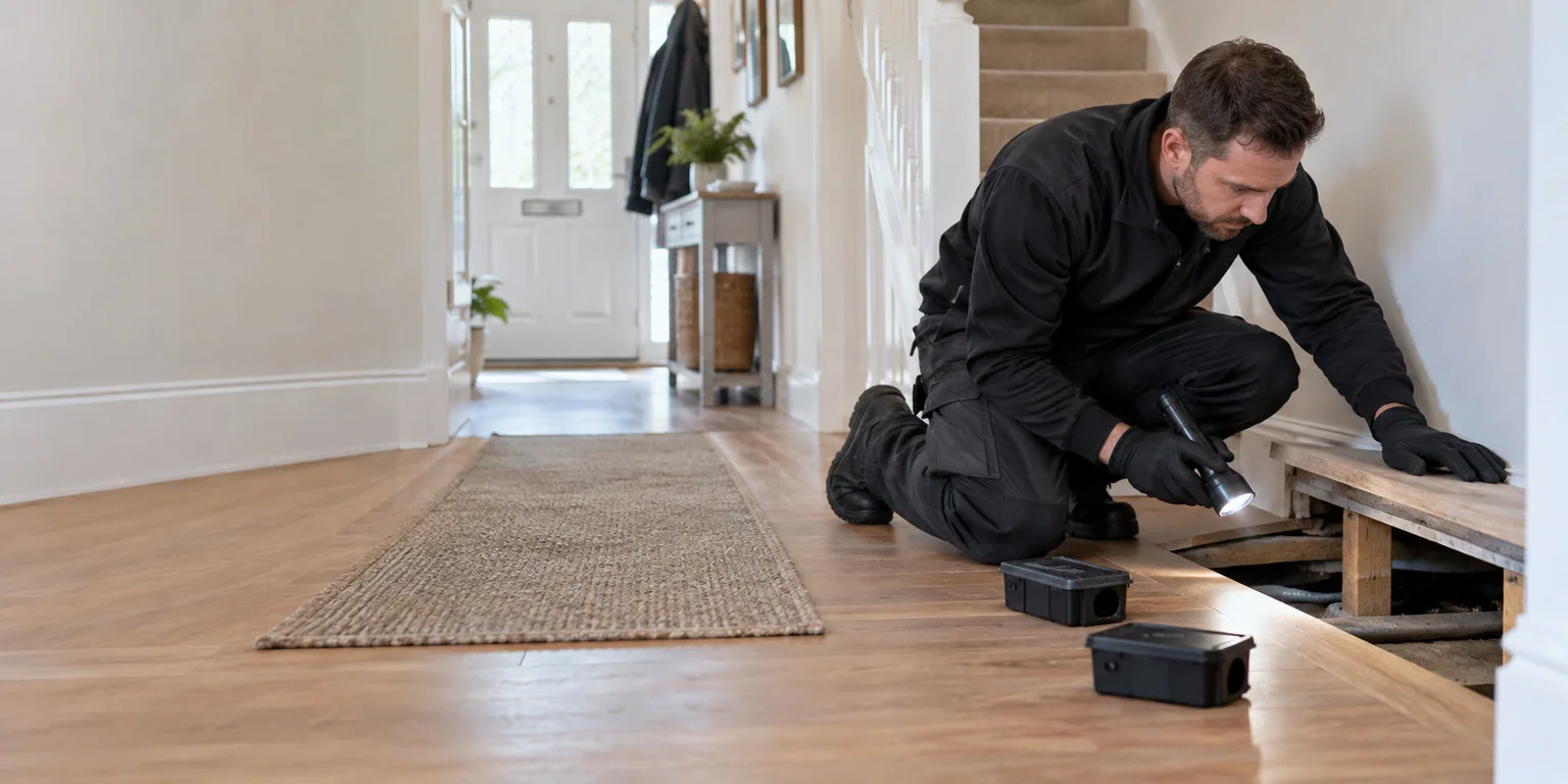 Mice Control carried out by a professional pest-control technician